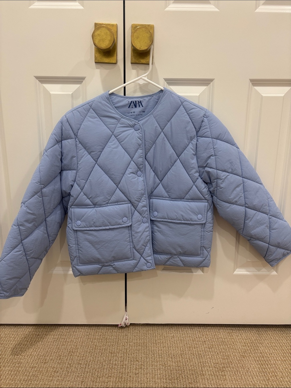 ZARA Light Blue Quilted Kids Puffer Jacket